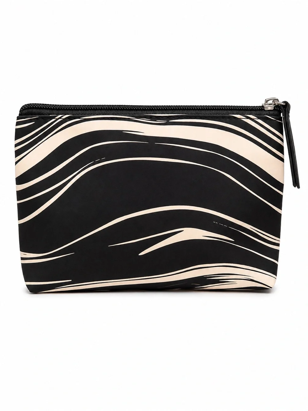Cream and black Cosmetic Pouch